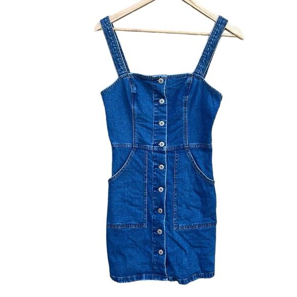 Abercrombie & Fitch denim jean jumper dress button front size XS - Picture 1 of 9